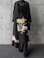 画像1: 【雲取り×笹紅葉】黒留袖ワイドパンツセットアップ (1)