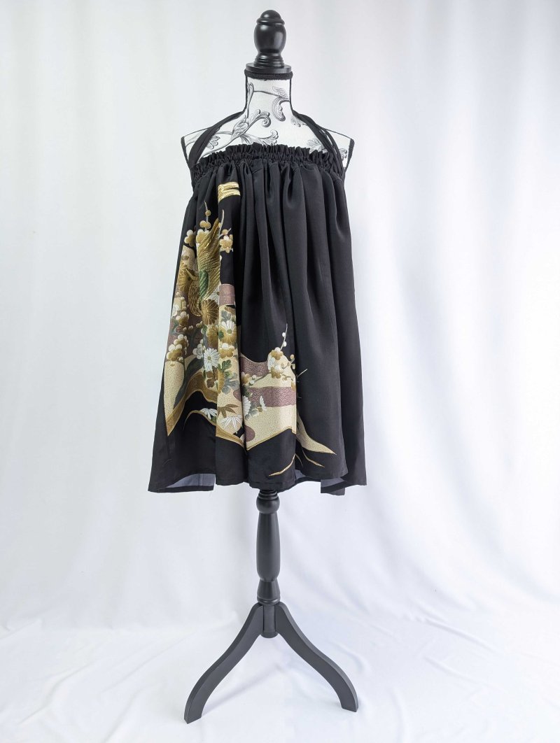 画像15: 【尾長鶏×梅】黒留袖マルチスカート (15)