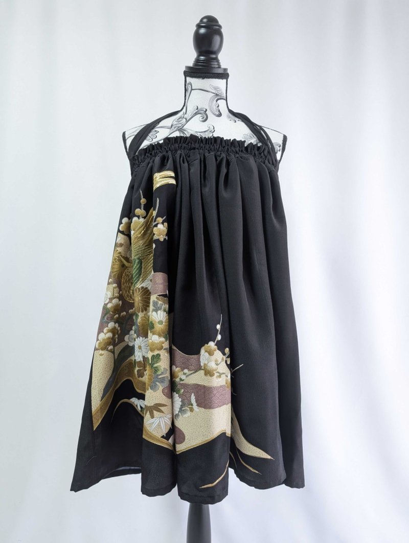 画像16: 【尾長鶏×梅】黒留袖マルチスカート (16)