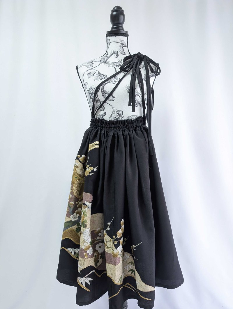 画像20: 【尾長鶏×梅】黒留袖マルチスカート (20)