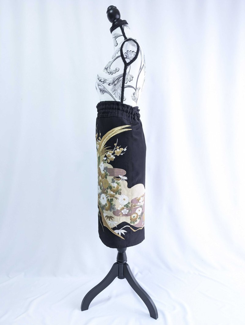 画像25: 【尾長鶏×梅】黒留袖マルチスカート (25)