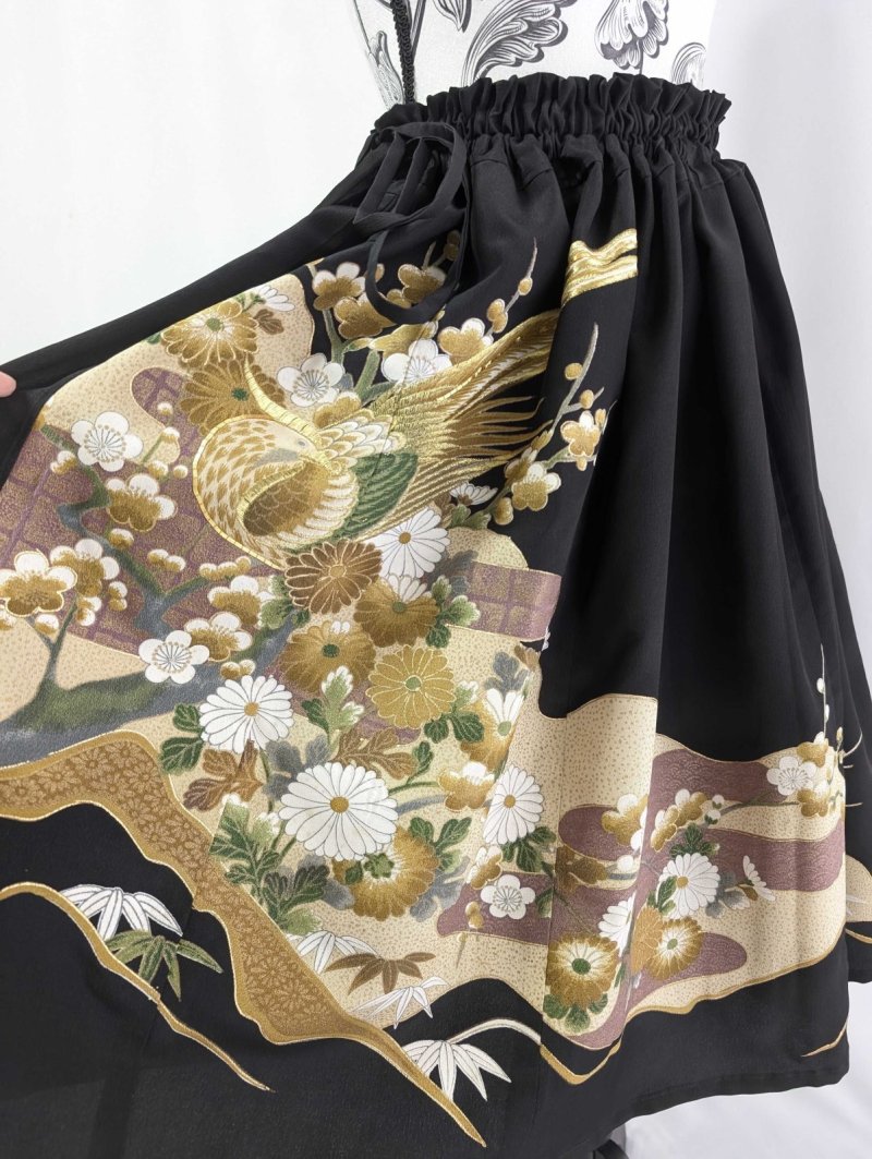 画像14: 【尾長鶏×梅】黒留袖マルチスカート (14)