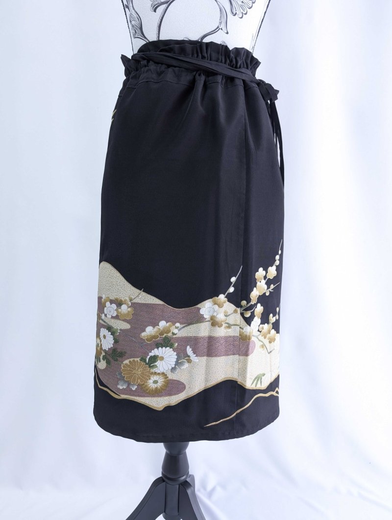 画像27: 【尾長鶏×梅】黒留袖マルチスカート (27)