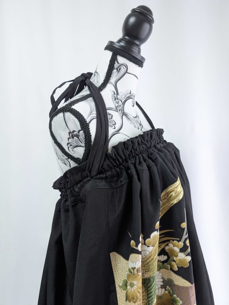 画像19: 【尾長鶏×梅】黒留袖マルチスカート (19)