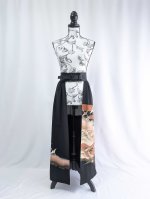 画像5: 【金駒飛鶴×流水立浪】黒留袖オーバースカートセットアップ (5)