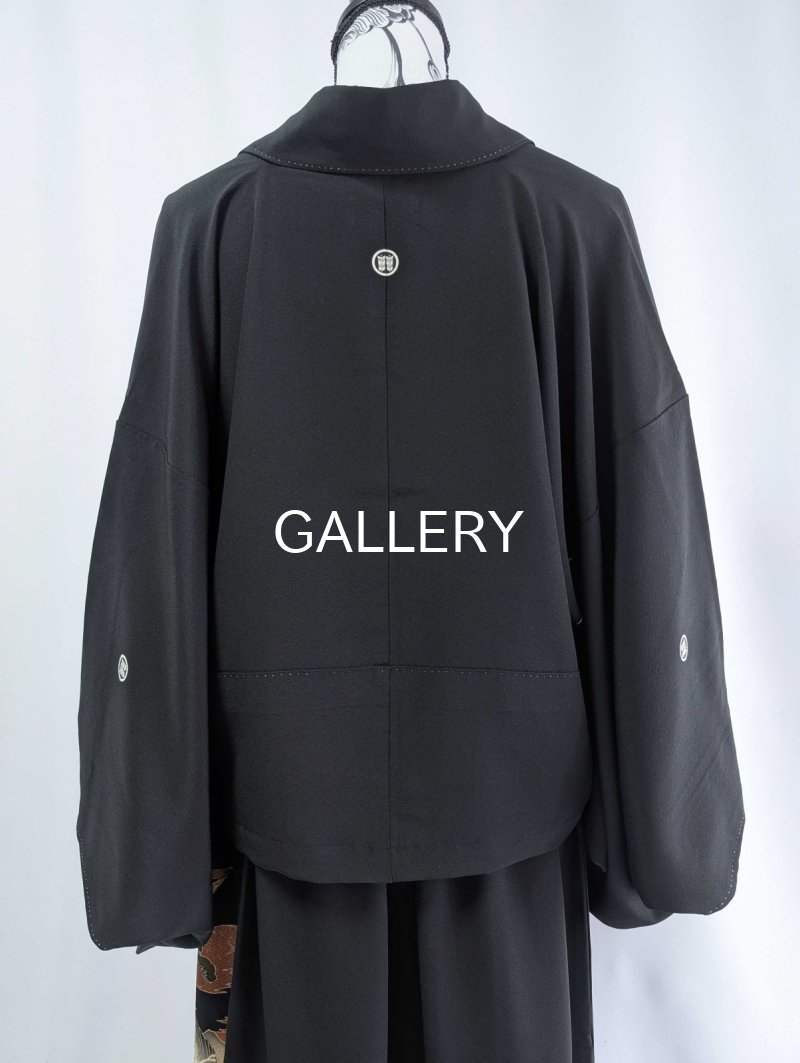 画像15: 【金駒飛鶴×流水立浪】黒留袖オーバースカートセットアップ (15)