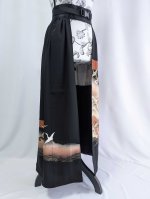 画像11: 【金駒飛鶴×流水立浪】黒留袖オーバースカートセットアップ (11)