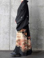 画像3: 【金駒飛鶴×流水立浪】黒留袖オーバースカートセットアップ (3)