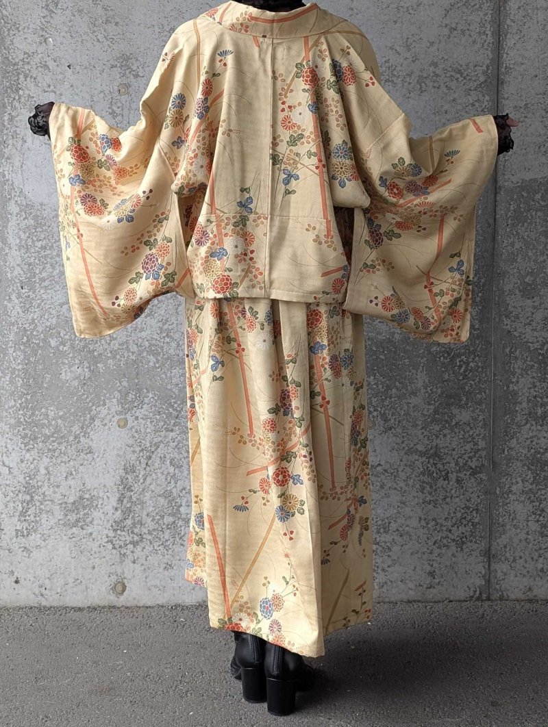 画像3: 【菊×萩】砥粉色小紋スカートセットアップ (3)