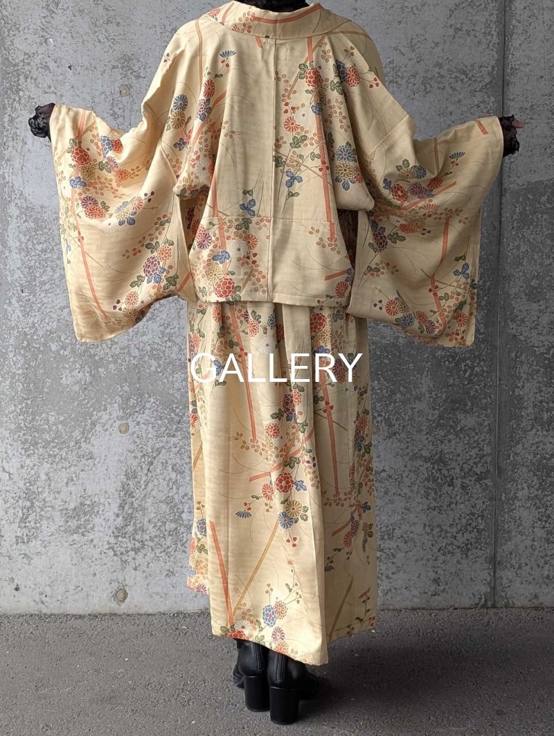 画像3: 【菊×萩】砥粉色小紋スカートセットアップ (3)