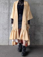 画像1: 【花葉色×雲取り地紋】フリルガウン (1)