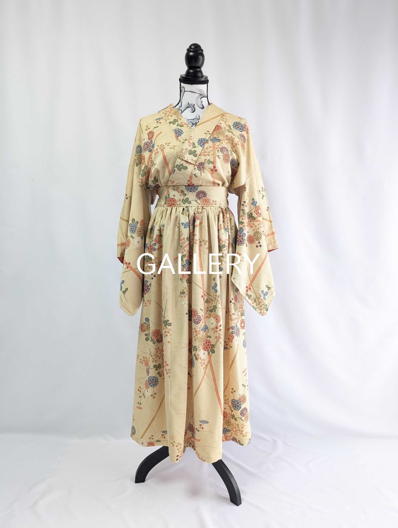 画像12: 【菊×萩】砥粉色小紋スカートセットアップ (12)