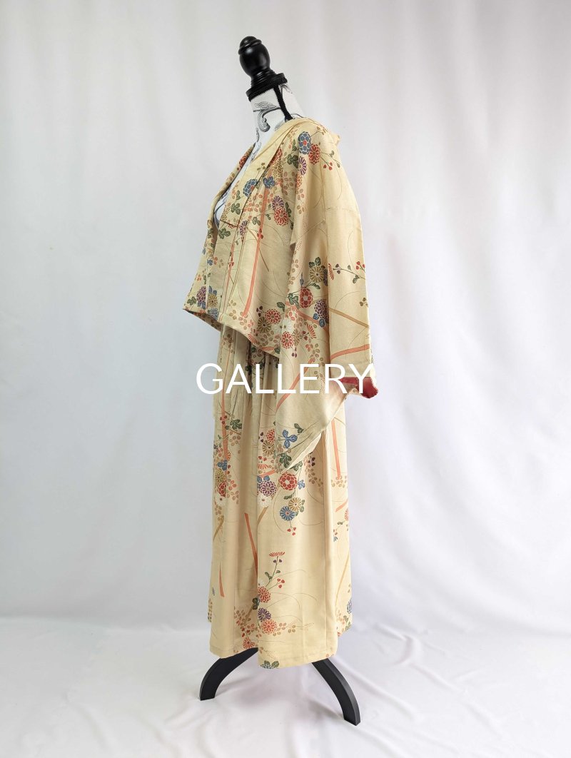 画像8: 【菊×萩】砥粉色小紋スカートセットアップ (8)