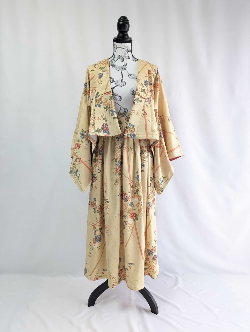 画像5: 【菊×萩】砥粉色小紋スカートセットアップ (5)