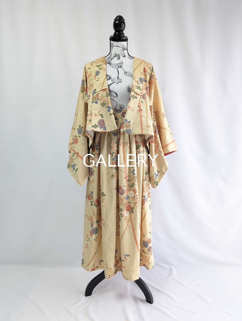 画像5: 【菊×萩】砥粉色小紋スカートセットアップ (5)