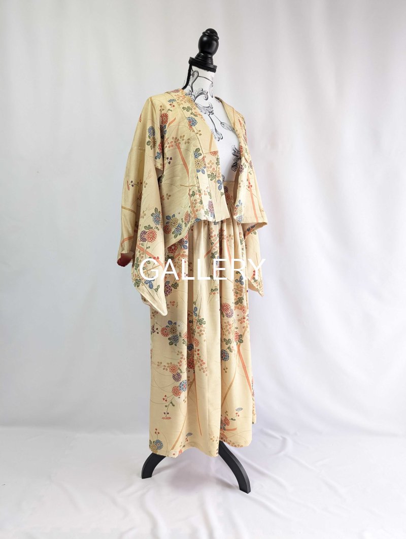 画像11: 【菊×萩】砥粉色小紋スカートセットアップ (11)