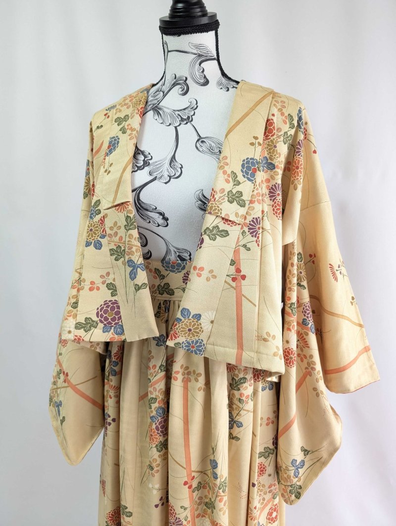 画像6: 【菊×萩】砥粉色小紋スカートセットアップ (6)