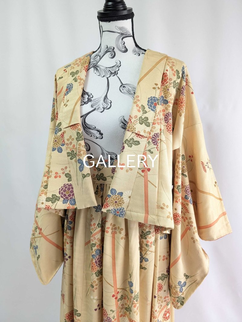 画像6: 【菊×萩】砥粉色小紋スカートセットアップ (6)