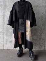 画像2: 【流水×飛鶴】黒留袖フリルケープスリーブカーディガンコート (2)