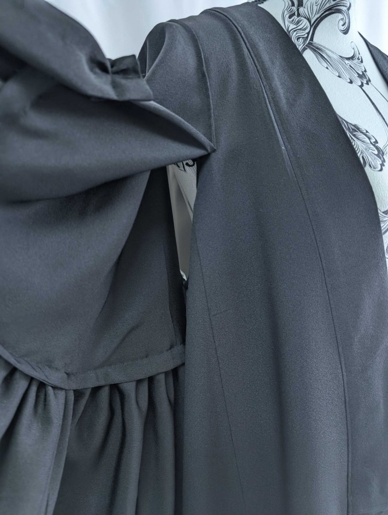 画像13: 【流水×飛鶴】黒留袖フリルケープスリーブカーディガンコート (13)