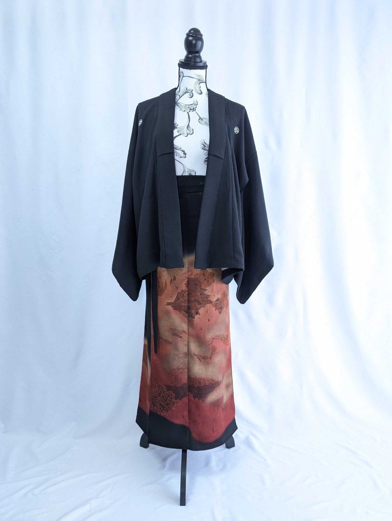 画像8: 【紅葉天守閣】黒留袖ラップスカートセットアップ (8)