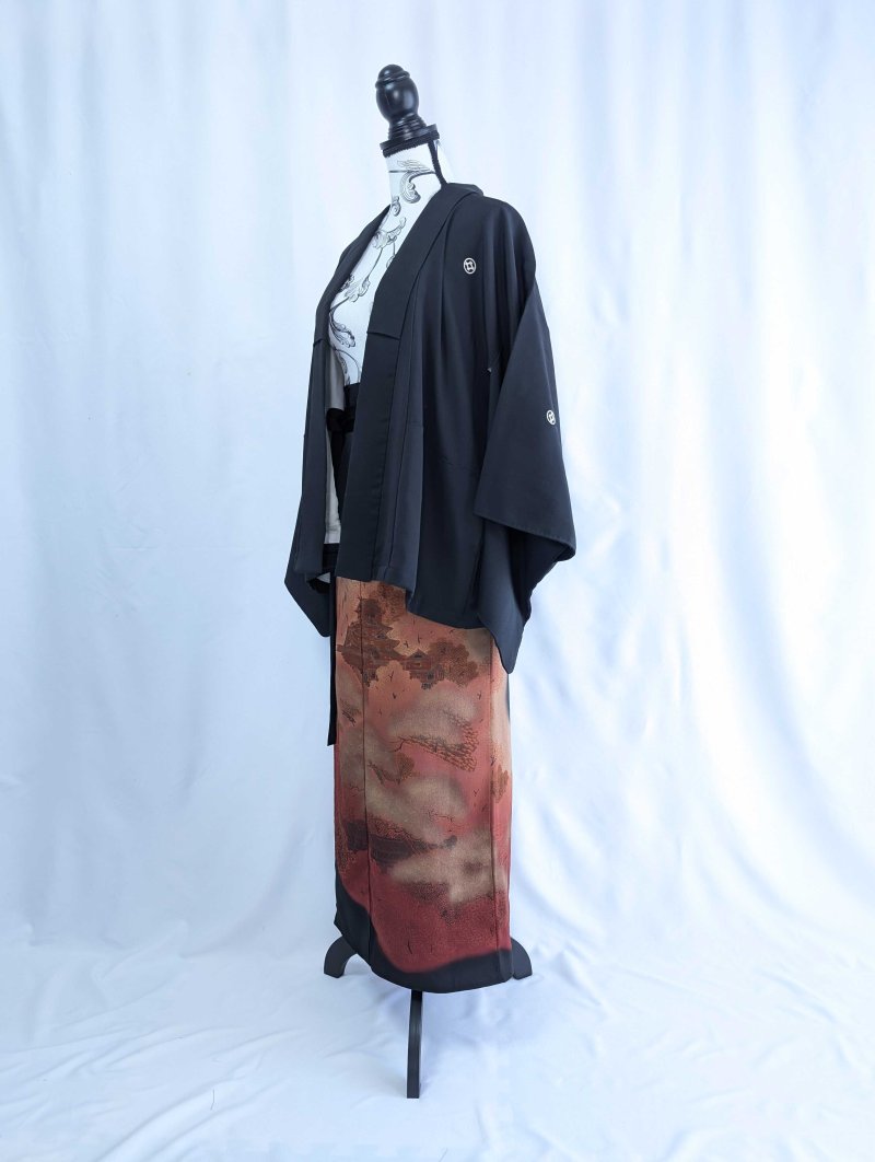 画像10: 【紅葉天守閣】黒留袖ラップスカートセットアップ (10)
