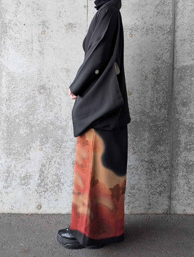 画像4: 【紅葉天守閣】黒留袖ラップスカートセットアップ (4)