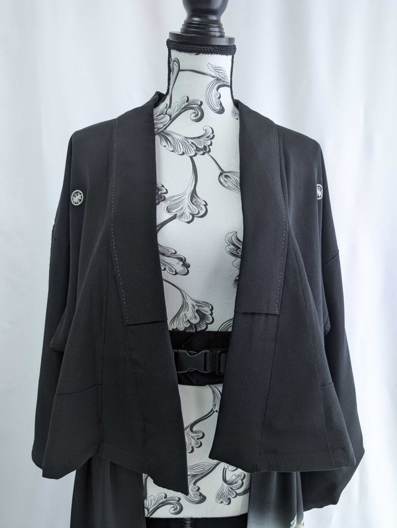 画像18: 【飛鶴風景画】落款付き黒留袖オーバースカートセットアップ (18)