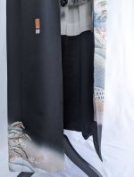 画像16: 【飛鶴風景画】落款付き黒留袖オーバースカートセットアップ (16)