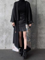 画像1: 【飛鶴風景画】落款付き黒留袖オーバースカートセットアップ (1)