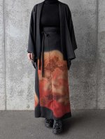 画像1: 【紅葉天守閣】黒留袖ラップスカートセットアップ (1)