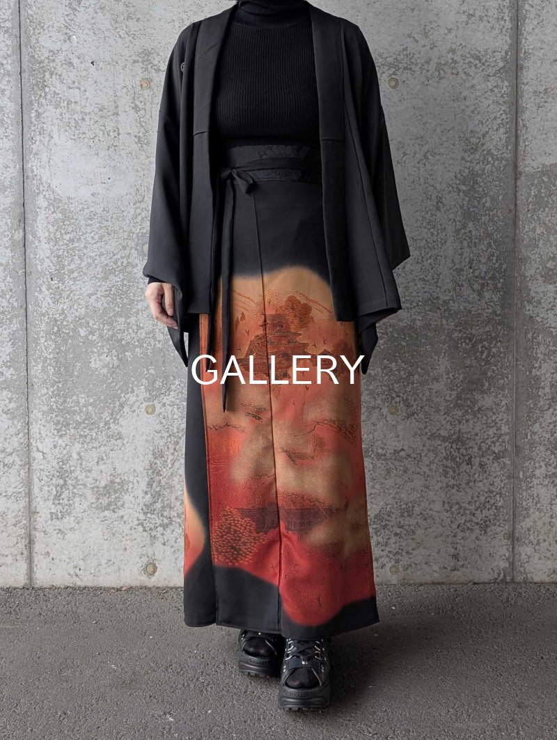 画像1: 【紅葉天守閣】黒留袖ラップスカートセットアップ (1)