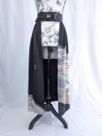 画像10: 【飛鶴風景画】落款付き黒留袖オーバースカートセットアップ (10)