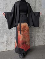 画像2: 【紅葉天守閣】黒留袖ラップスカートセットアップ (2)