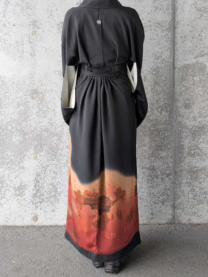 画像7: 【紅葉天守閣】黒留袖ラップスカートセットアップ (7)