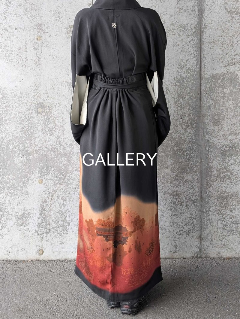 画像7: 【紅葉天守閣】黒留袖ラップスカートセットアップ (7)