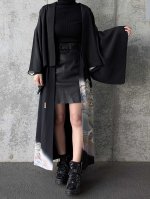 画像2: 【飛鶴風景画】落款付き黒留袖オーバースカートセットアップ (2)