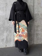 画像4: 【牡丹×刺繍鳳凰】黒留袖ラップスカートセットアップ (4)