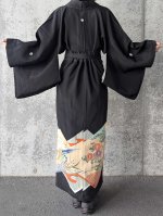 画像6: 【牡丹×刺繍鳳凰】黒留袖ラップスカートセットアップ (6)