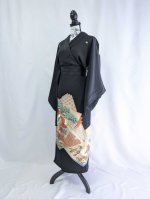 画像23: 【牡丹×刺繍鳳凰】黒留袖ラップスカートセットアップ (23)