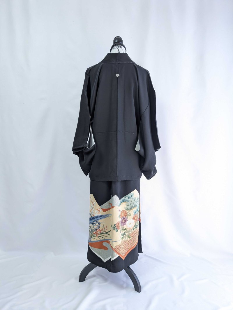 画像20: 【牡丹×刺繍鳳凰】黒留袖ラップスカートセットアップ (20)