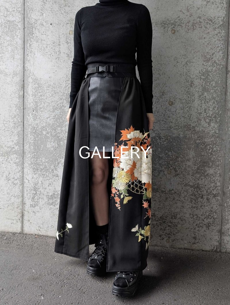 画像5: 【金刺繍×花籠文様】黒留袖オーバースカート＆リボンジャケットセットアップ (5)