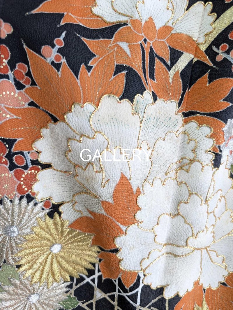 画像19: 【金刺繍×花籠文様】黒留袖オーバースカート＆リボンジャケットセットアップ (19)