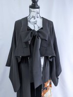 画像7: 【金刺繍×花籠文様】黒留袖オーバースカート＆リボンジャケットセットアップ (7)