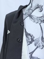画像14: 【金刺繍×花籠文様】黒留袖オーバースカート＆リボンジャケットセットアップ (14)