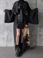 画像3: 【金刺繍×花籠文様】黒留袖オーバースカート＆リボンジャケットセットアップ (3)