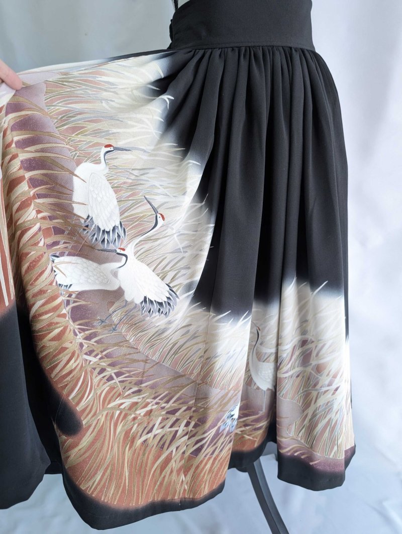 画像19: 【葦鶴】黒留袖リボンボリュームフレアスカート (19)