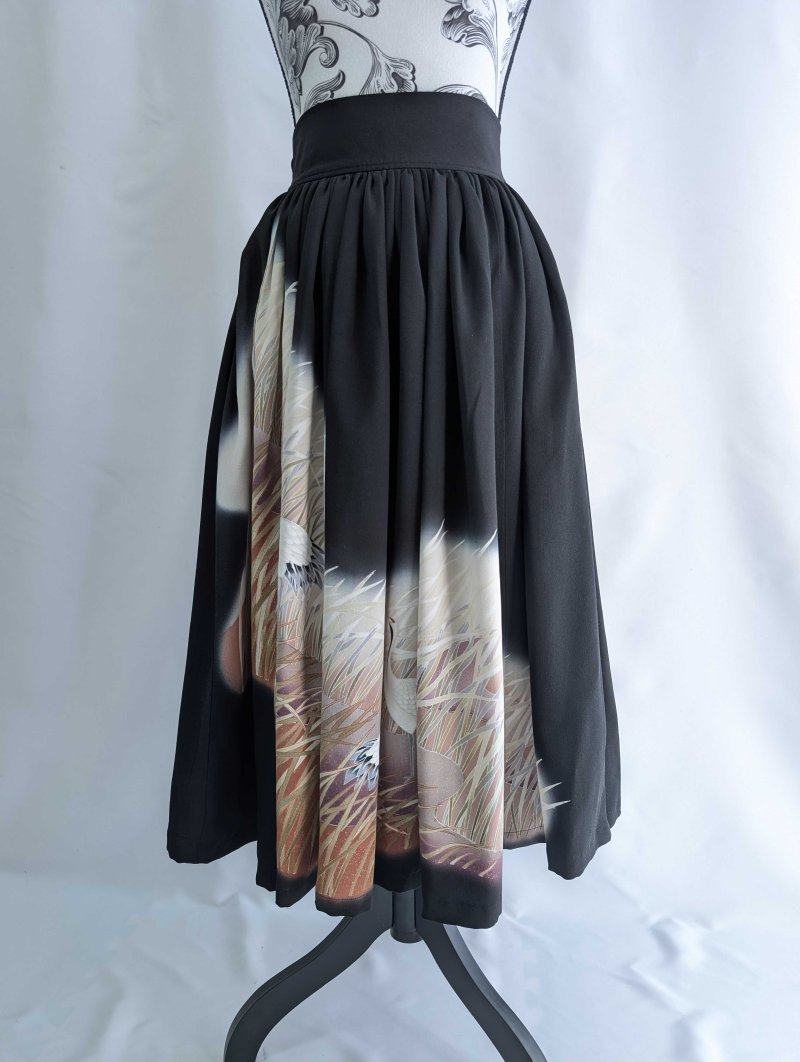 画像7: 【葦鶴】黒留袖リボンボリュームフレアスカート (7)