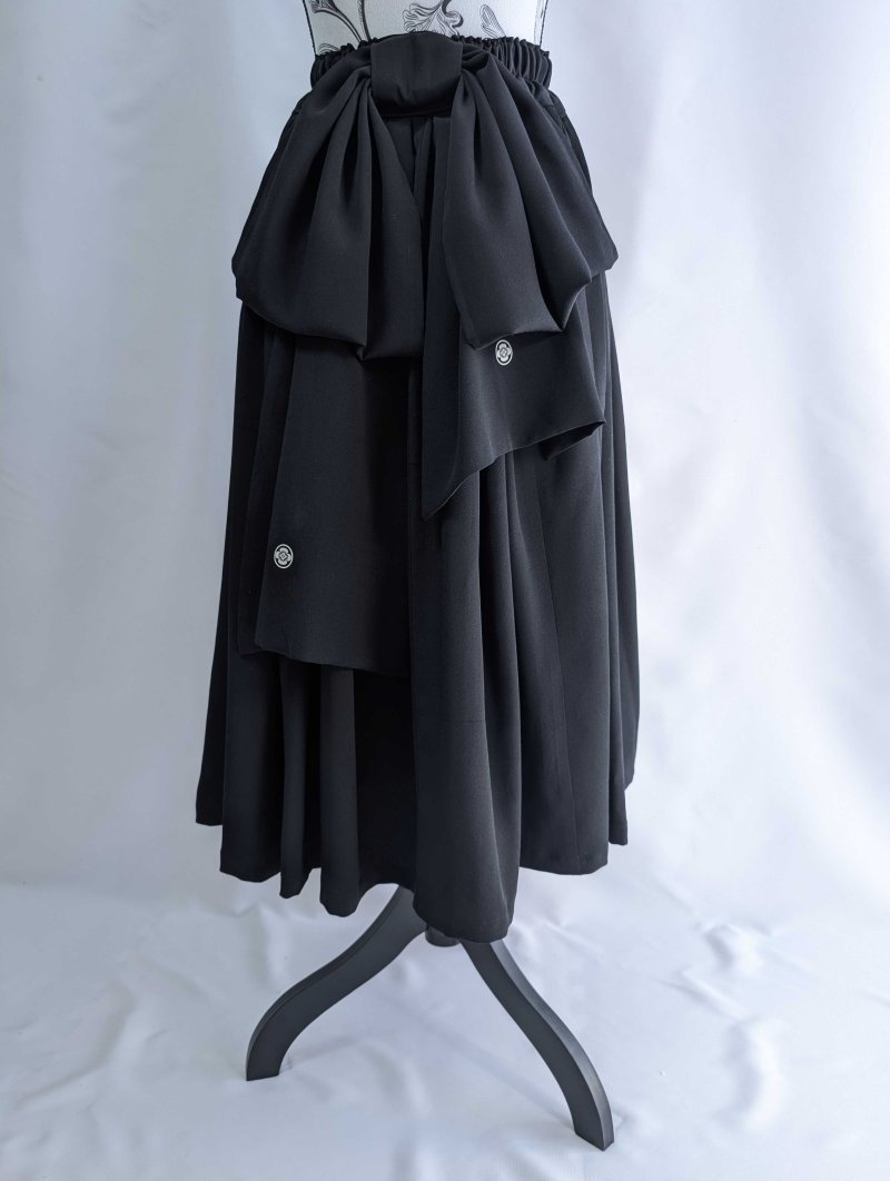 画像11: 【葦鶴】黒留袖リボンボリュームフレアスカート (11)