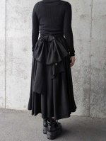画像1: 【葦鶴】黒留袖リボンボリュームフレアスカート (1)